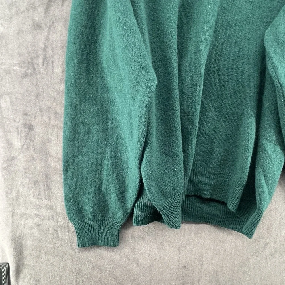 Vintage Club Room 100% Lambswool Green V-Neck Sweater Mens Size L Rare